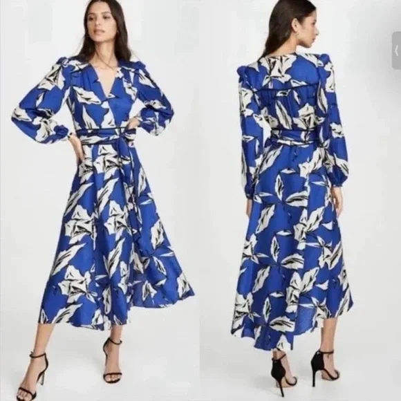 Veronica Beard Blue and White Long Sleeve Dress - Picture 3 of 3